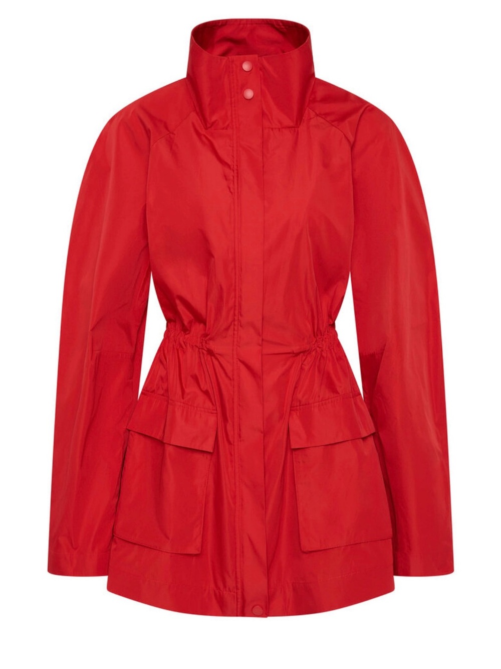St. Agni Paper Red Taffeta Utility Parka Drawstring Waist Lightweight Zip Jacket - Picture 4 of 10